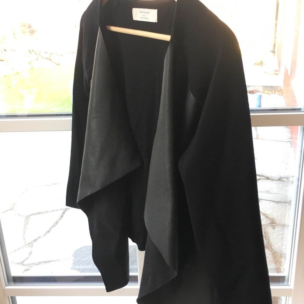 Zara Faux Leather Detail Cardigan